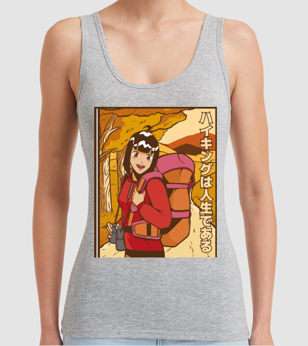 Anime fată Excursionistă model gri pe tricou