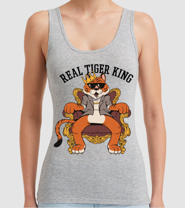 Adevăratul Rege Tigru model gri pe tricou