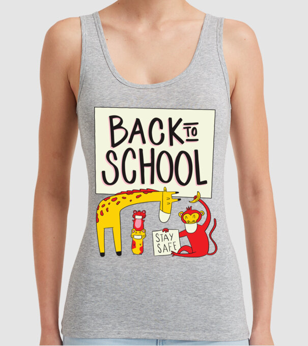 Back To School Animale model gri pe tricou
