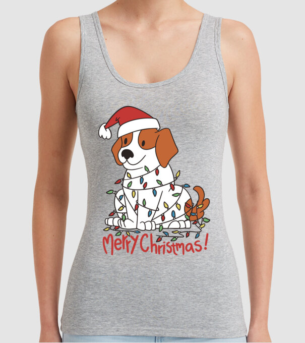 Beagle Crăciun Fericit! model gri pe tricou