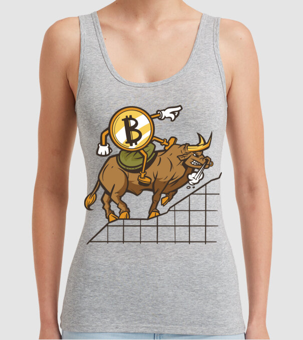 Taur Bitcoin model gri pe tricou