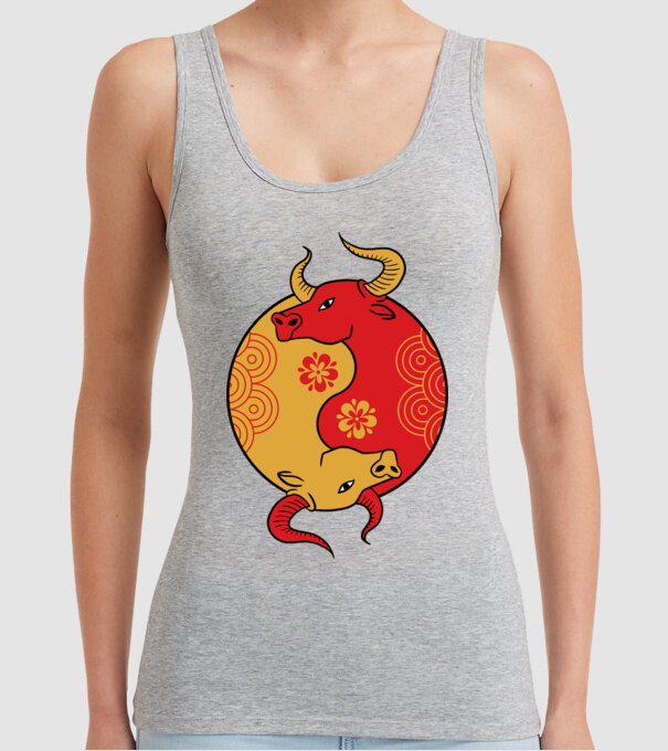 Bivol Yin Yang model gri pe tricou