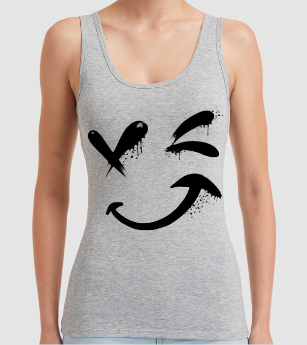 Emoji fericit Râs model gri pe tricou