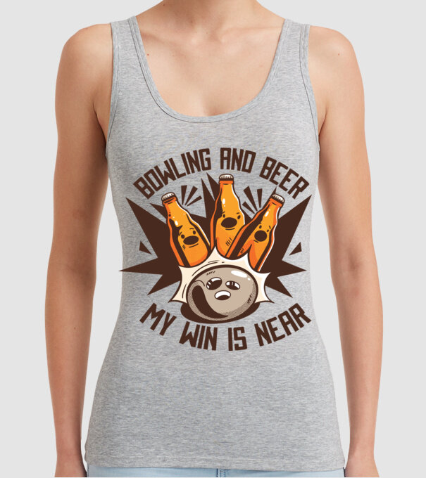 Bowling și bere model gri pe tricou