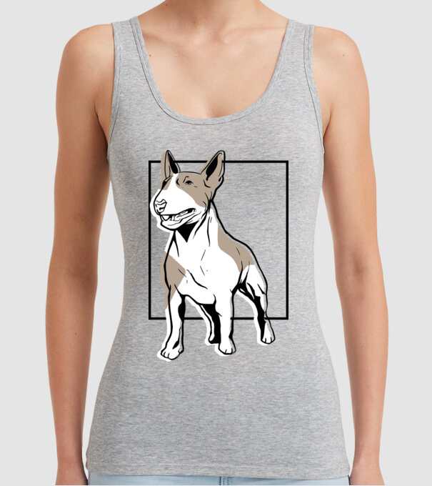 Tricou cu Câine Bull Terrier model gri pe tricou