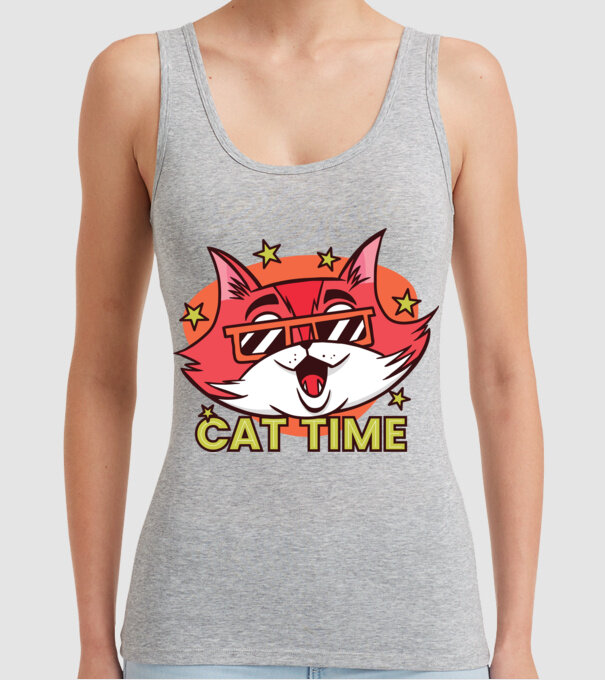 Cat Time Momentul pisicii model gri pe tricou