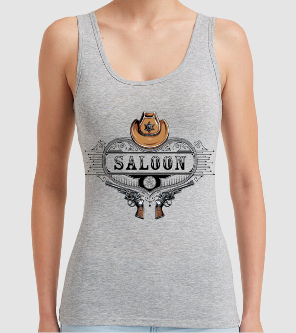 Cowboy saloon western model gri pe tricou