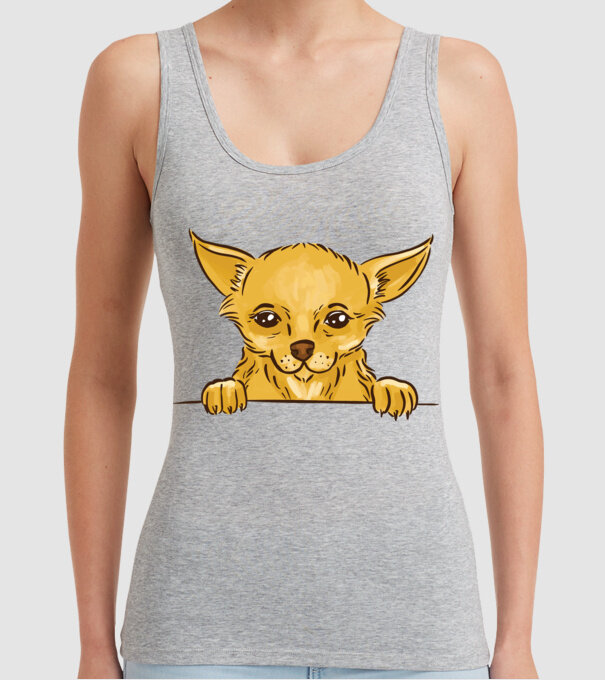 Cap de Chihuahua model gri pe tricou