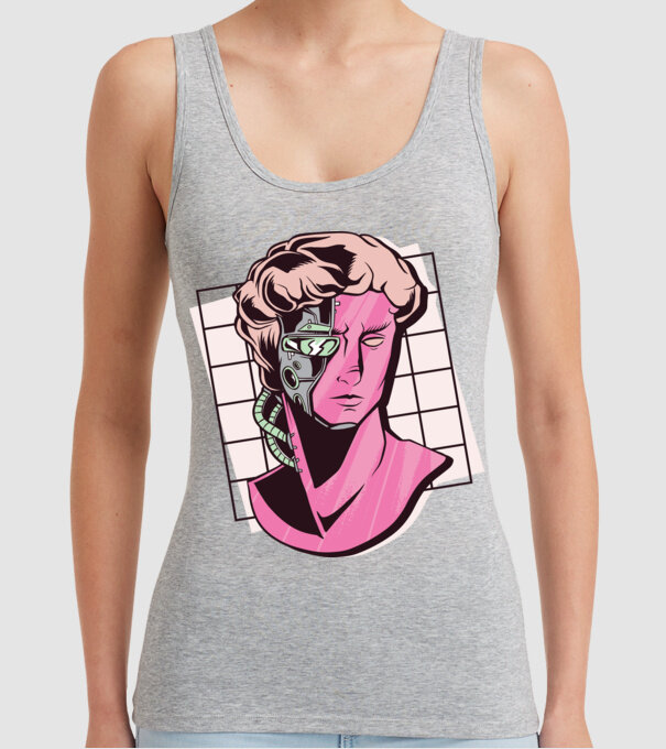 Statuie Cyborg model gri pe tricou