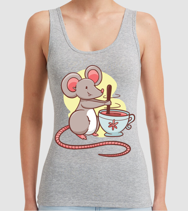 Șoarece cu ceai model gri pe tricou
