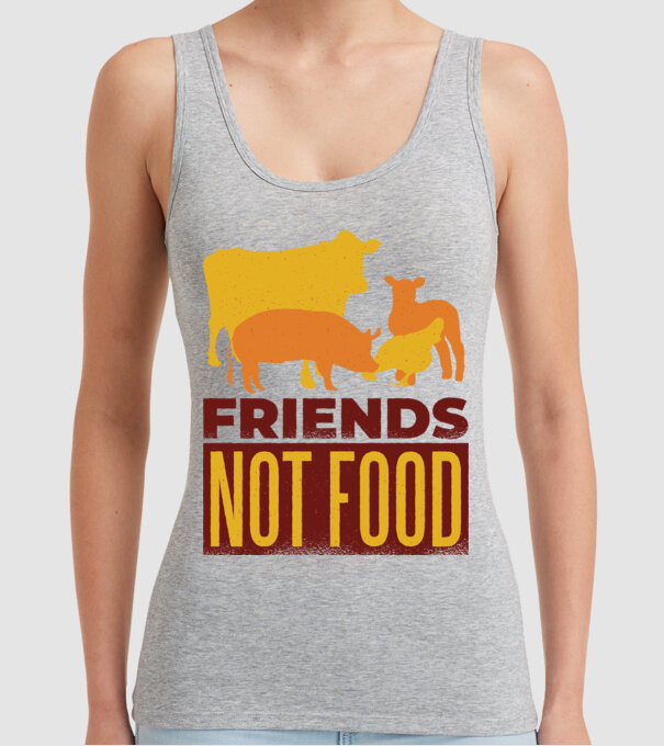 Friends not Food Vegán model gri pe tricou