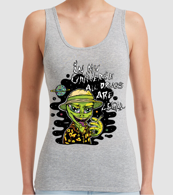 Alien drogat model gri pe tricou