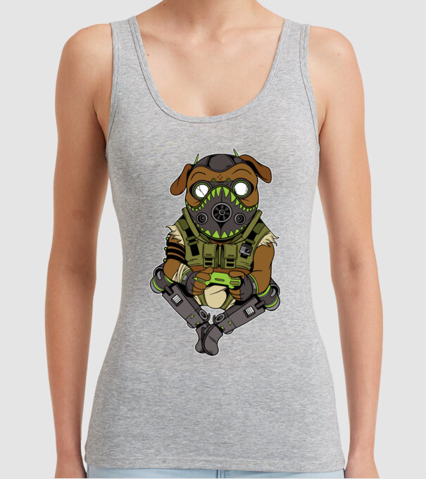 Mops Gamer model gri pe tricou