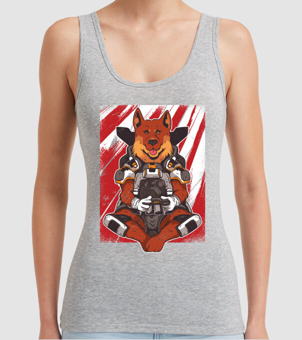 Gamer Ciobănesc german Apex model gri pe tricou