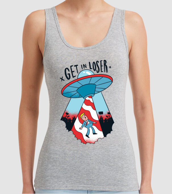 Get in Loser Trump model gri pe tricou