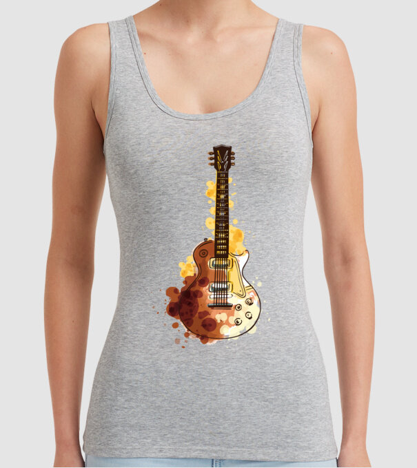Chitara Pictură model gri pe tricou