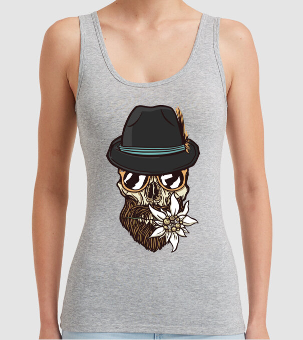 Craniu Hipster model gri pe tricou