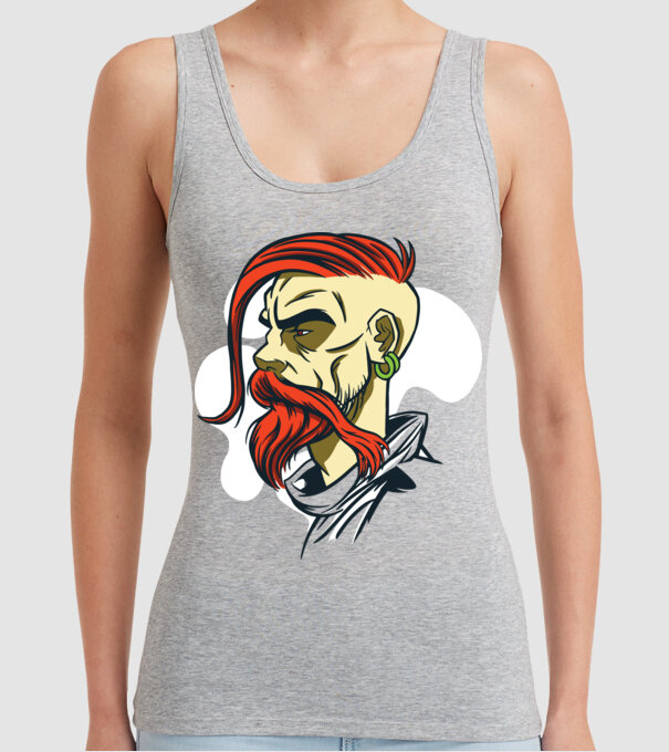 Barbă Hipster model gri pe tricou
