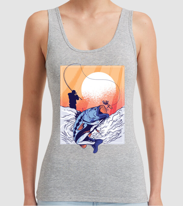 Tricou Pescar Retro model gri pe tricou