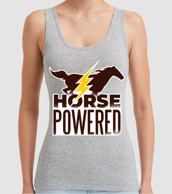 Horse Powered Cal-putere tricou călăreț model gri pe tricou
