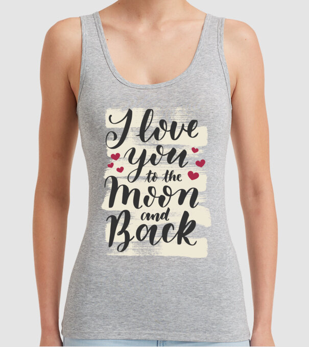 'I love you to the moon and back tricou drăguț Valentine''s Day' model gri pe tricou