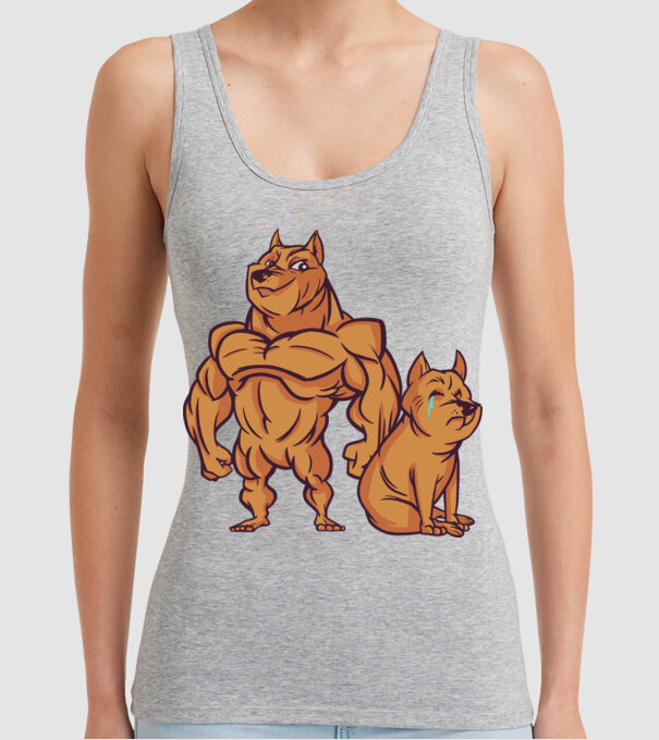 Câine musculos model gri pe tricou