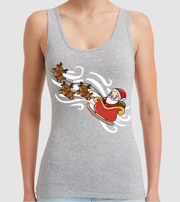 Kawaii sanie Moș Crăciun model gri pe tricou