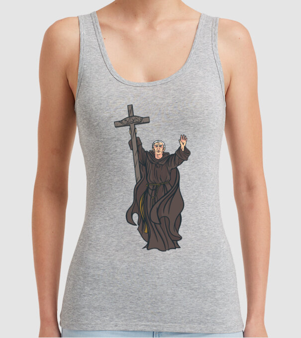 Călugăr creștin model gri pe tricou