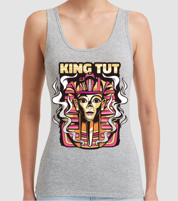 King Tut - Faraonul Tutankhamon model gri pe tricou