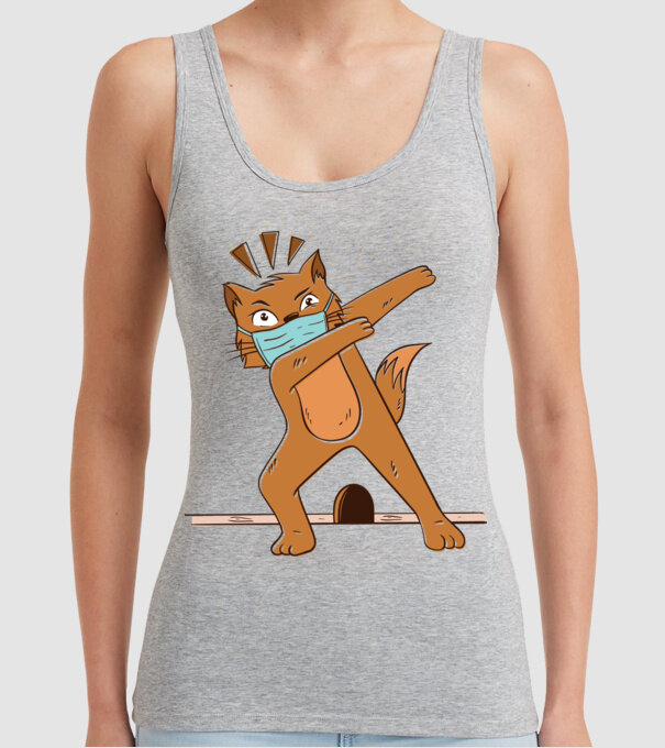 Mască Pisică Coronavirus model gri pe tricou