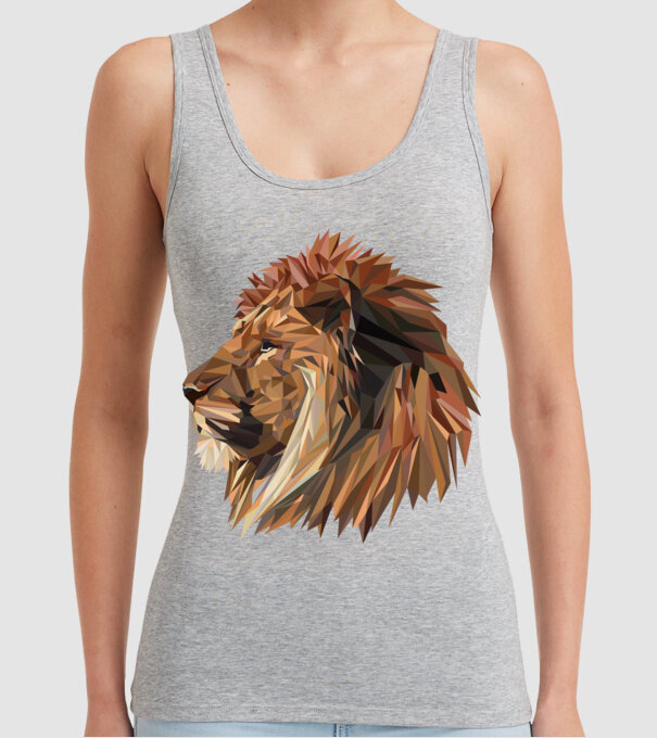 lion polygon model gri pe tricou