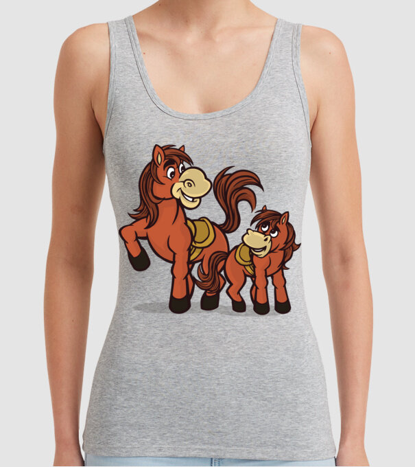 Cal cu mânz model gri pe tricou