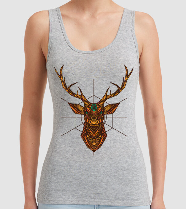 Mandala Cerb model gri pe tricou