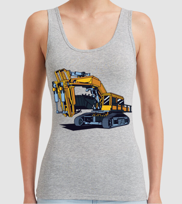 Excavator model gri pe tricou