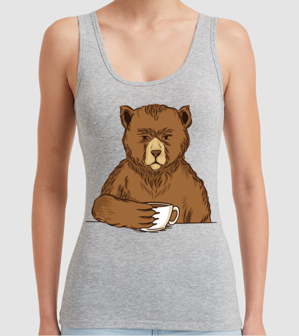 Urs cu cafea model gri pe tricou