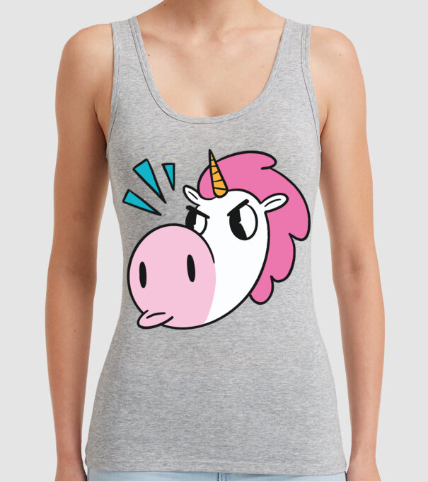 Unicorn supărat model gri pe tricou