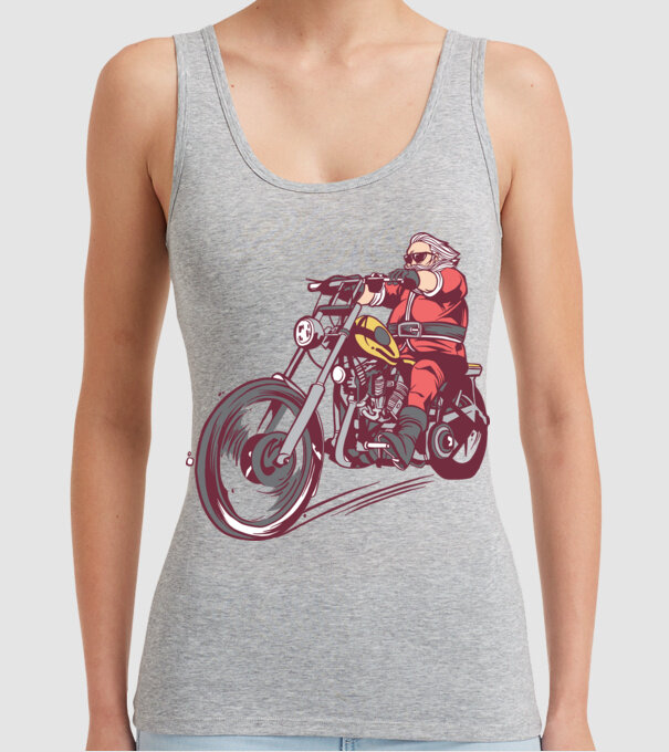 Moș Crăciun motociclist model gri pe tricou