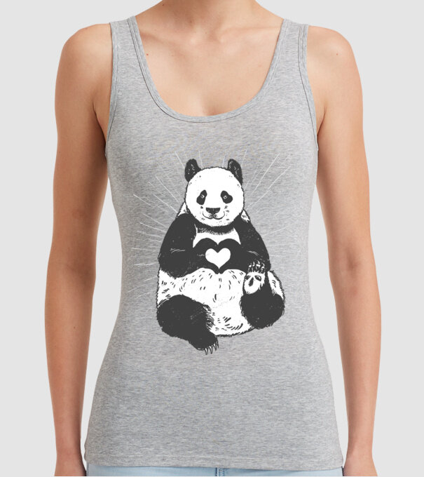Inimă panda model gri pe tricou