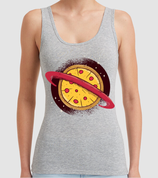 Pizza Planetă model gri pe tricou