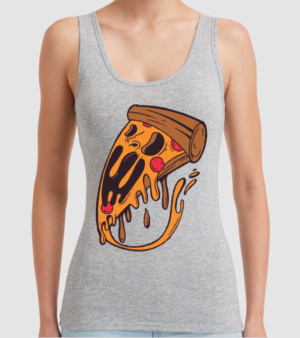 Pizza Horror model gri pe tricou