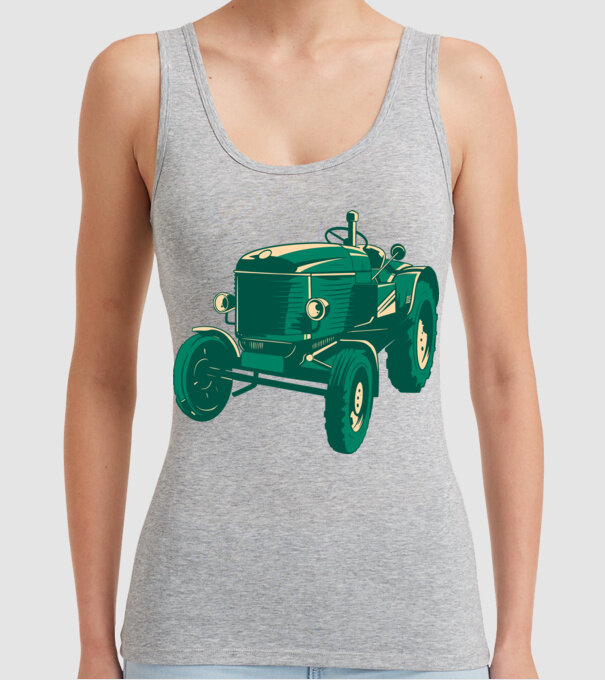 Tractor vechi model gri pe tricou