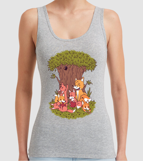 Familie Vulpe model gri pe tricou