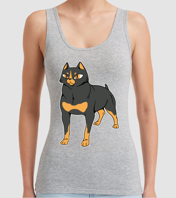 Rottweiler pisică model gri pe tricou