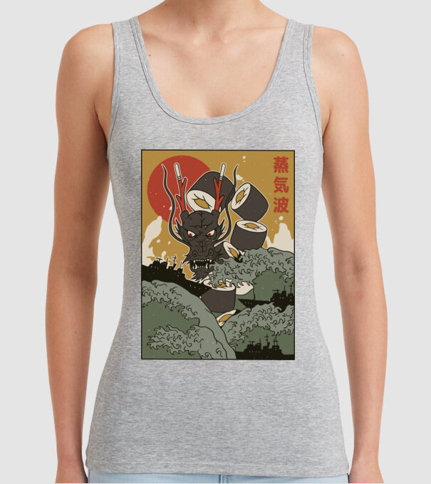 Dragon Sushi model gri pe tricou