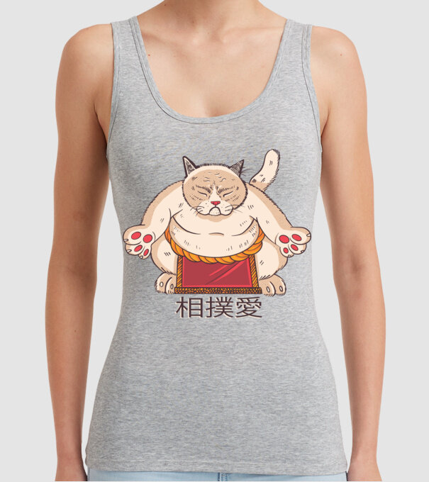Pisică Sumo model gri pe tricou