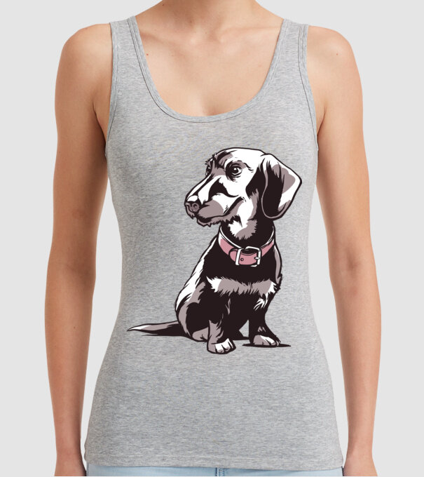 Teckel cu părul sârmos model gri pe tricou