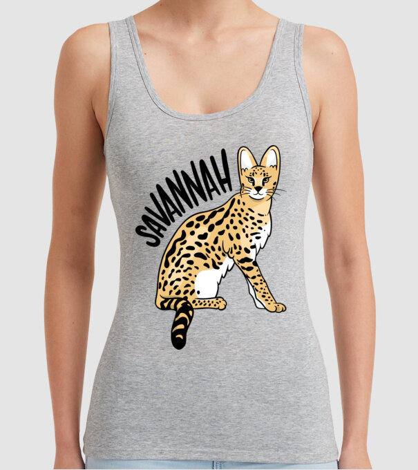 Pisică Savannah model gri pe tricou