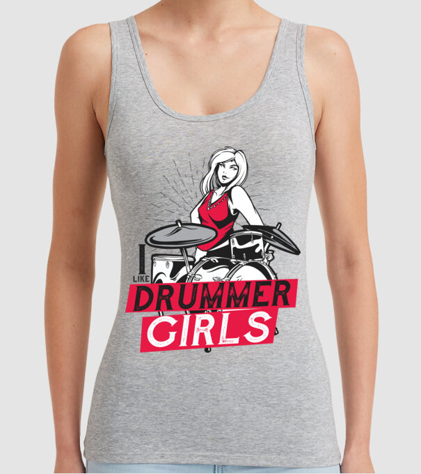 Îmi plac fetele bateriste model gri pe tricou