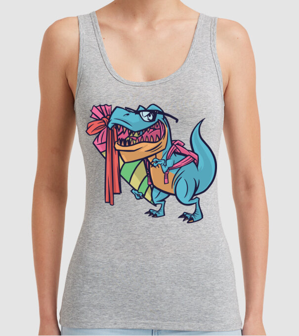 Elev T-rex model gri pe tricou