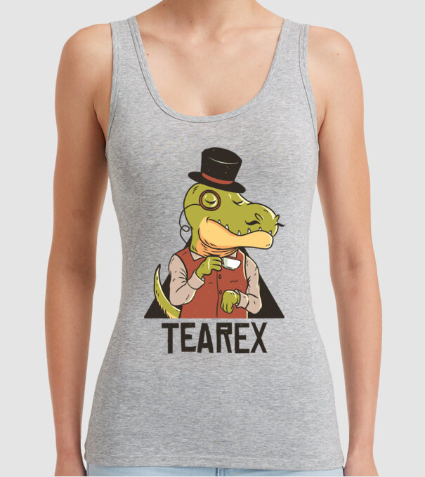 Tea Rex dinozaur cu ceai model gri pe tricou